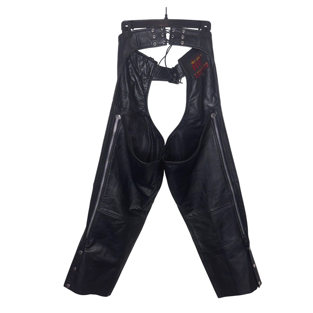 Hot Leathers Black‎ Leather Motorcycle Chaps Unisex Size S Buckle Biker Cosplay